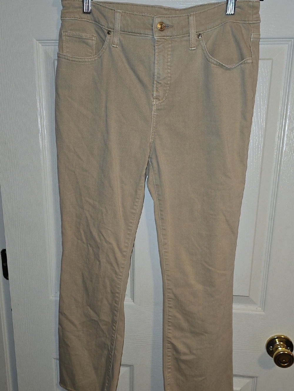 Chico's Straight-Leg Stretch Jeans in‎ Khaki
